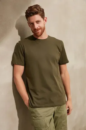 Green Round Collar Men's T-Shirt