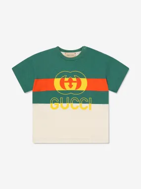 Gucci Baby Striped Logo T-Shirt in Ivory