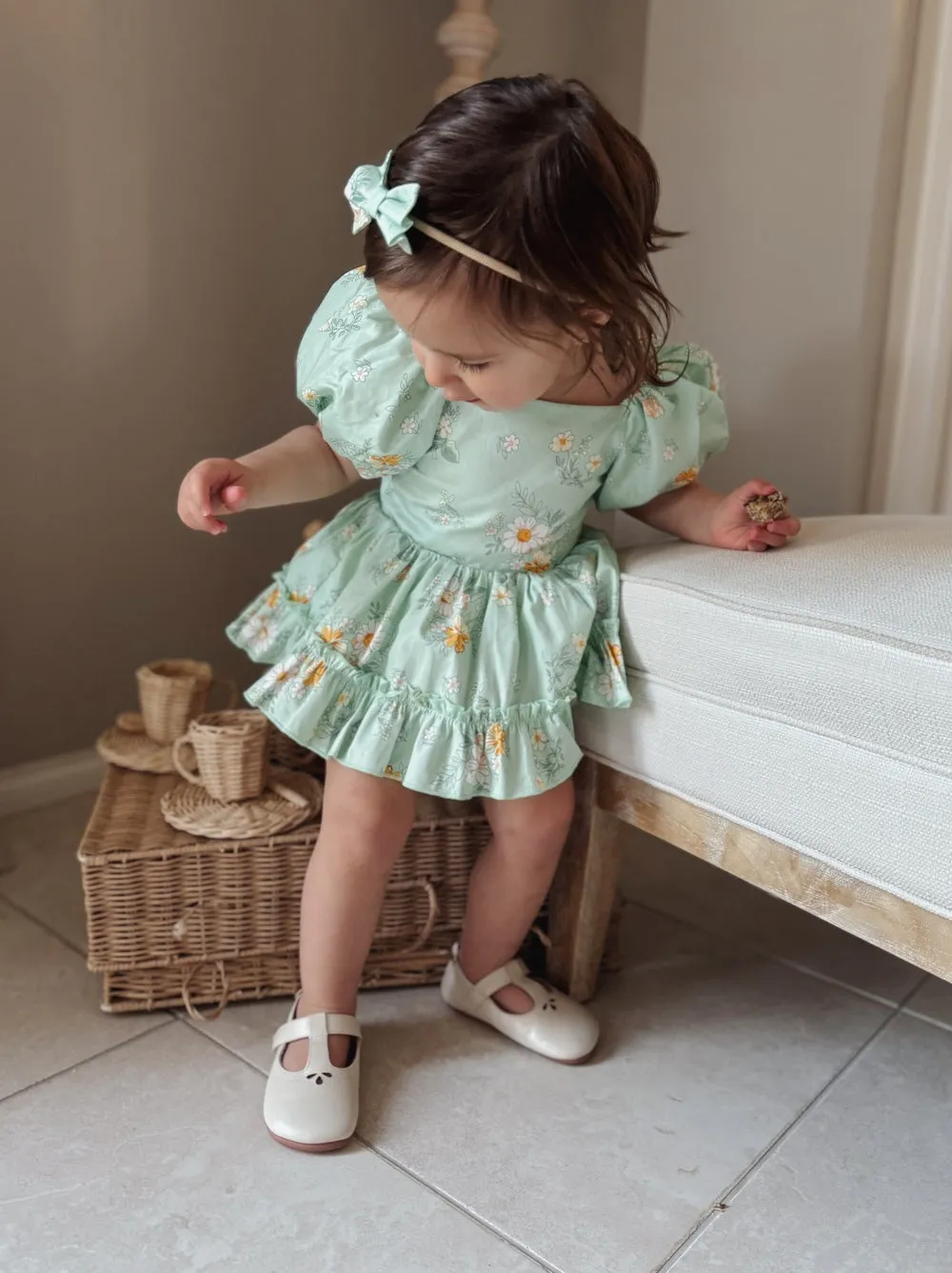 Katie Floral Girls Bow