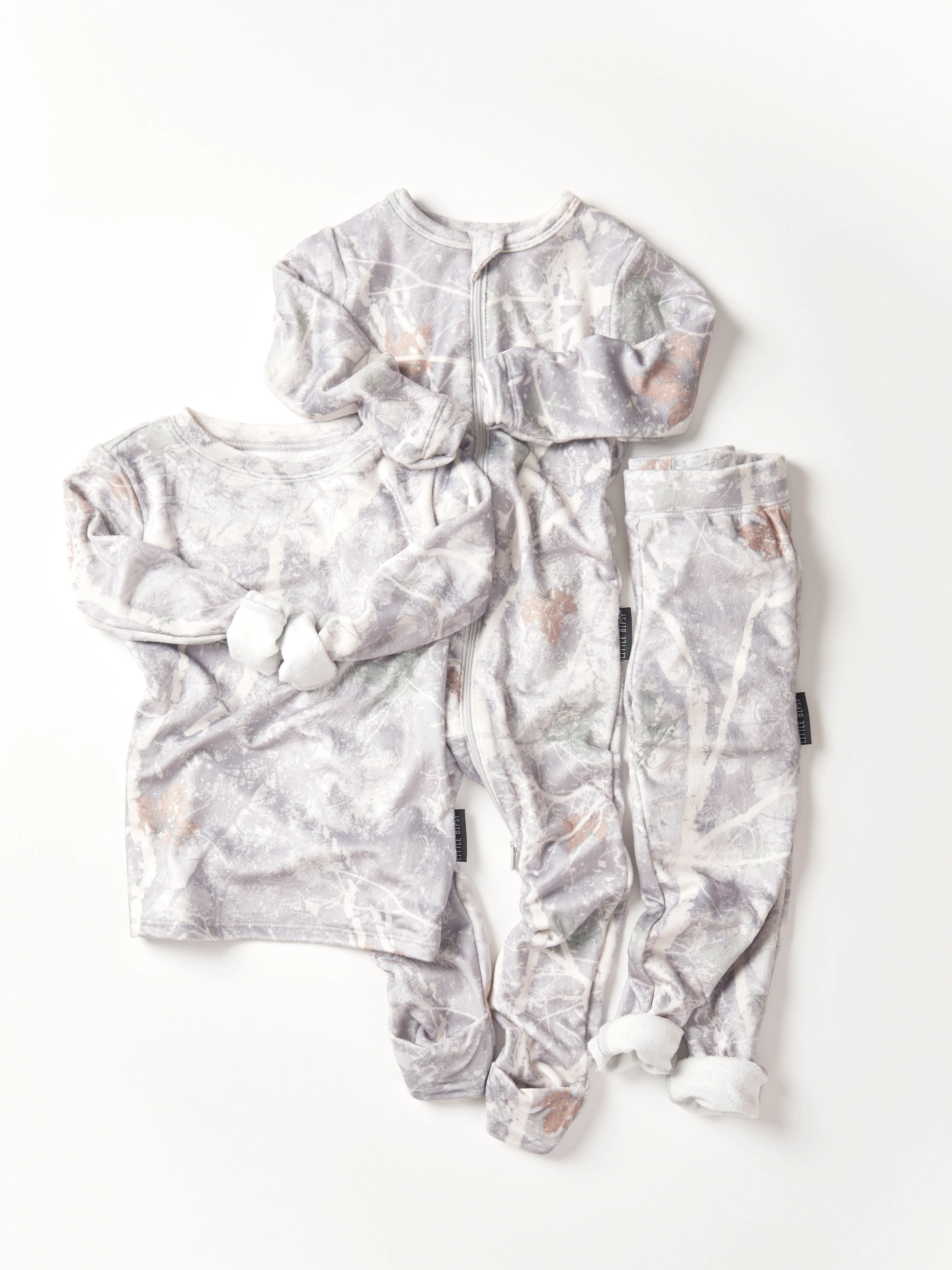 LB x Baby Breez Long Sleeve Snow Camo 2 Piece Pajamas
