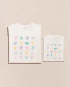 Le duo de t-shirts Mama love x Baby love en coton bio - blanc