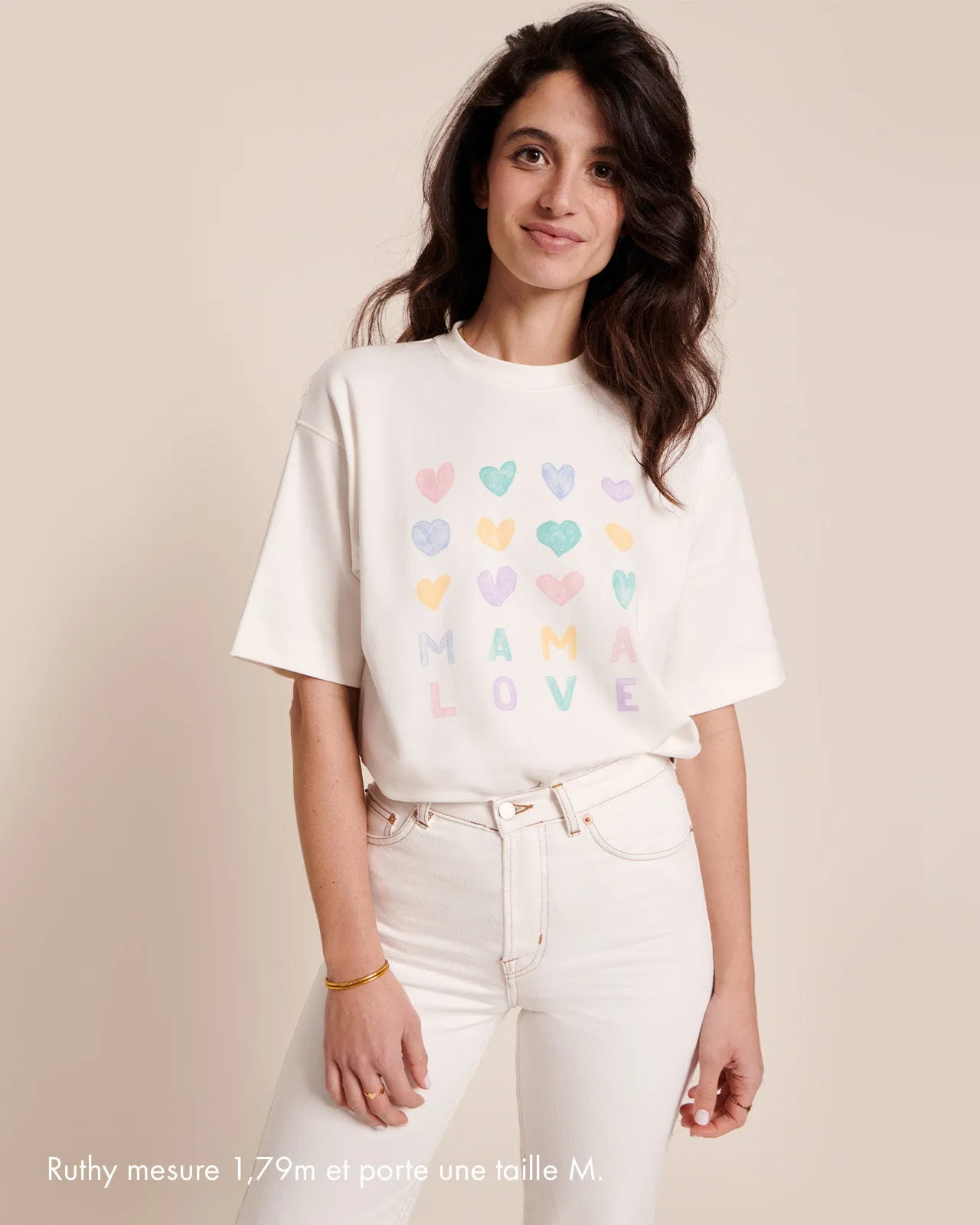 Le duo de t-shirts Mama love x Baby love en coton bio - blanc