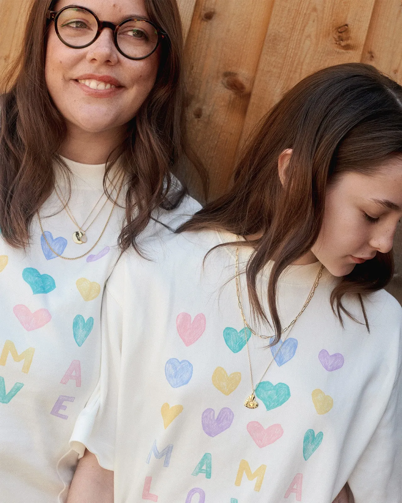 Le duo de t-shirts Mama love x Baby love en coton bio - blanc