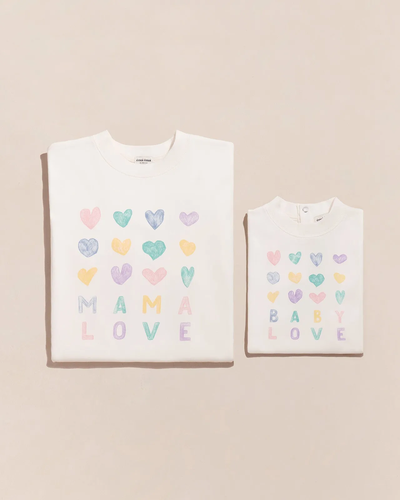Le duo de t-shirts Mama love x Baby love en coton bio - blanc