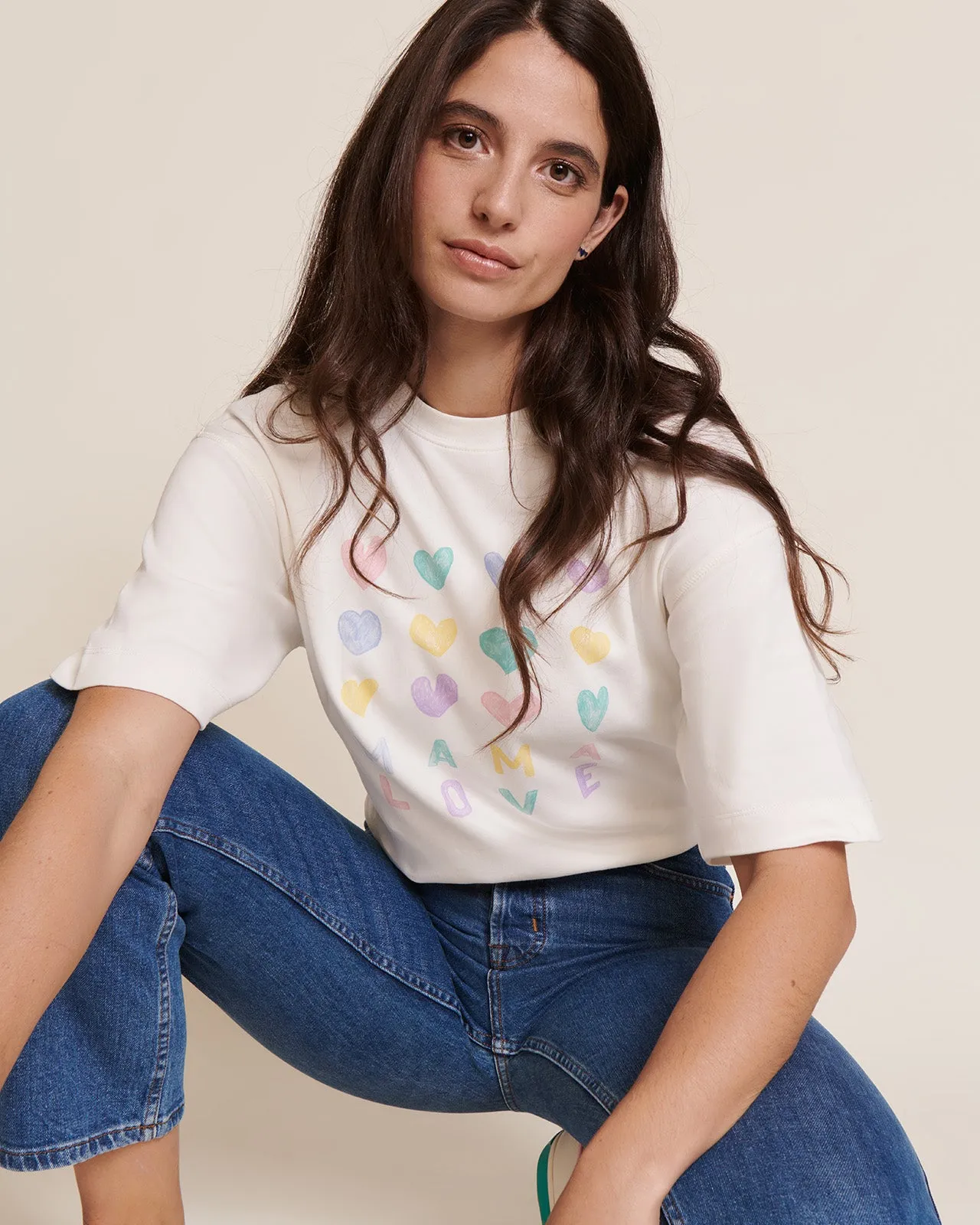 Le duo de t-shirts Mama love x Baby love en coton bio - blanc