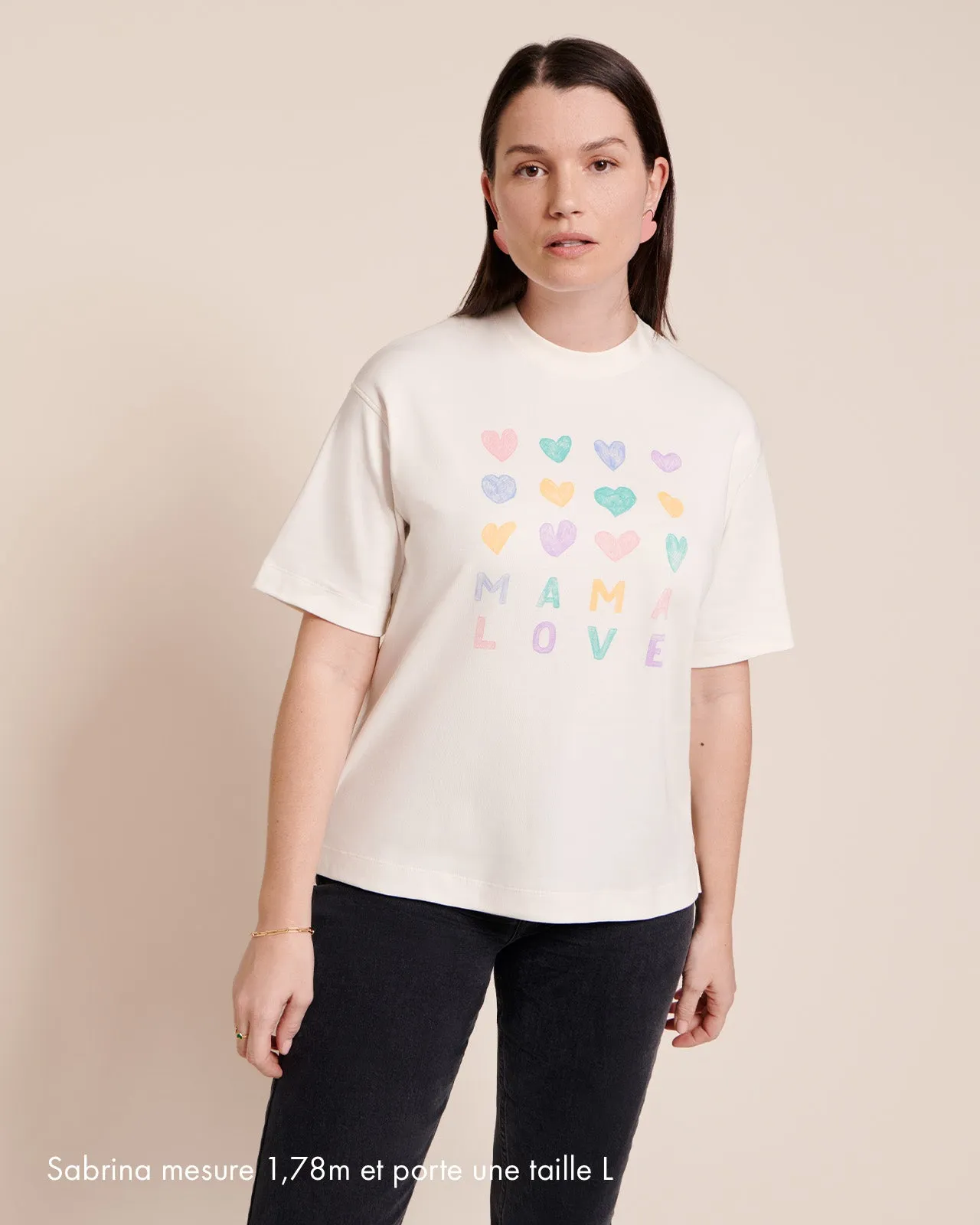 Le duo de t-shirts Mama love x Baby love en coton bio - blanc