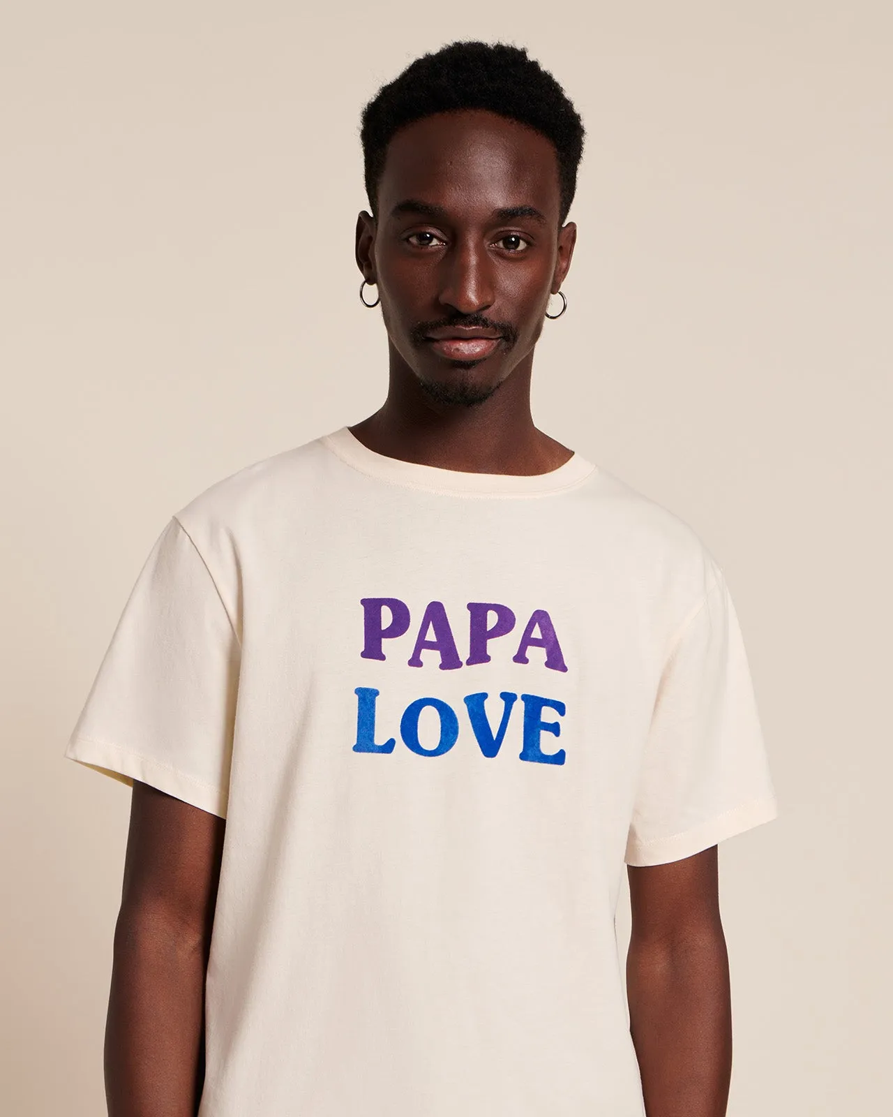 Le t-shirt Papa love en coton bio - crème