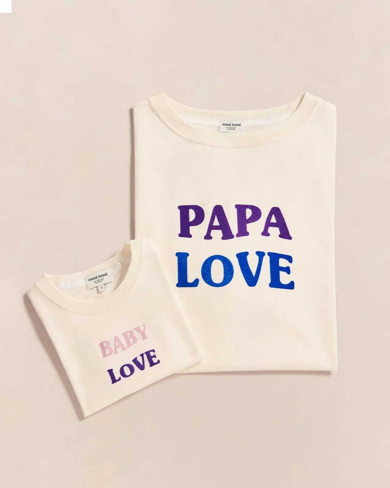 Le t-shirt Papa love en coton bio - crème