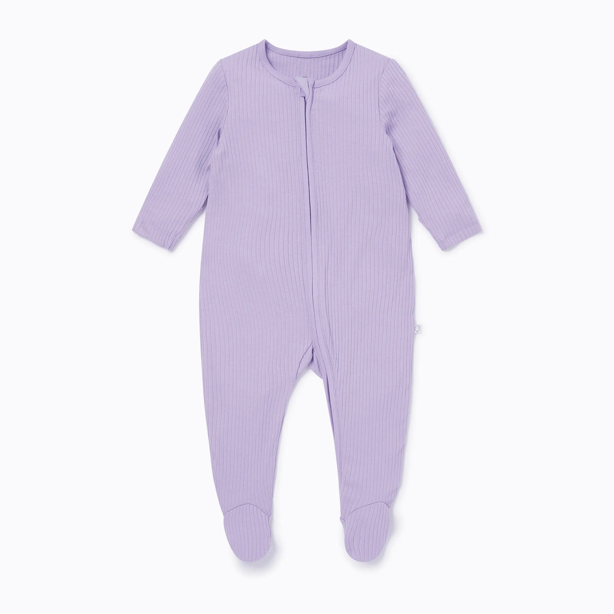 Lilac Ribbed Clever Zip Footed Baby Pajamas
