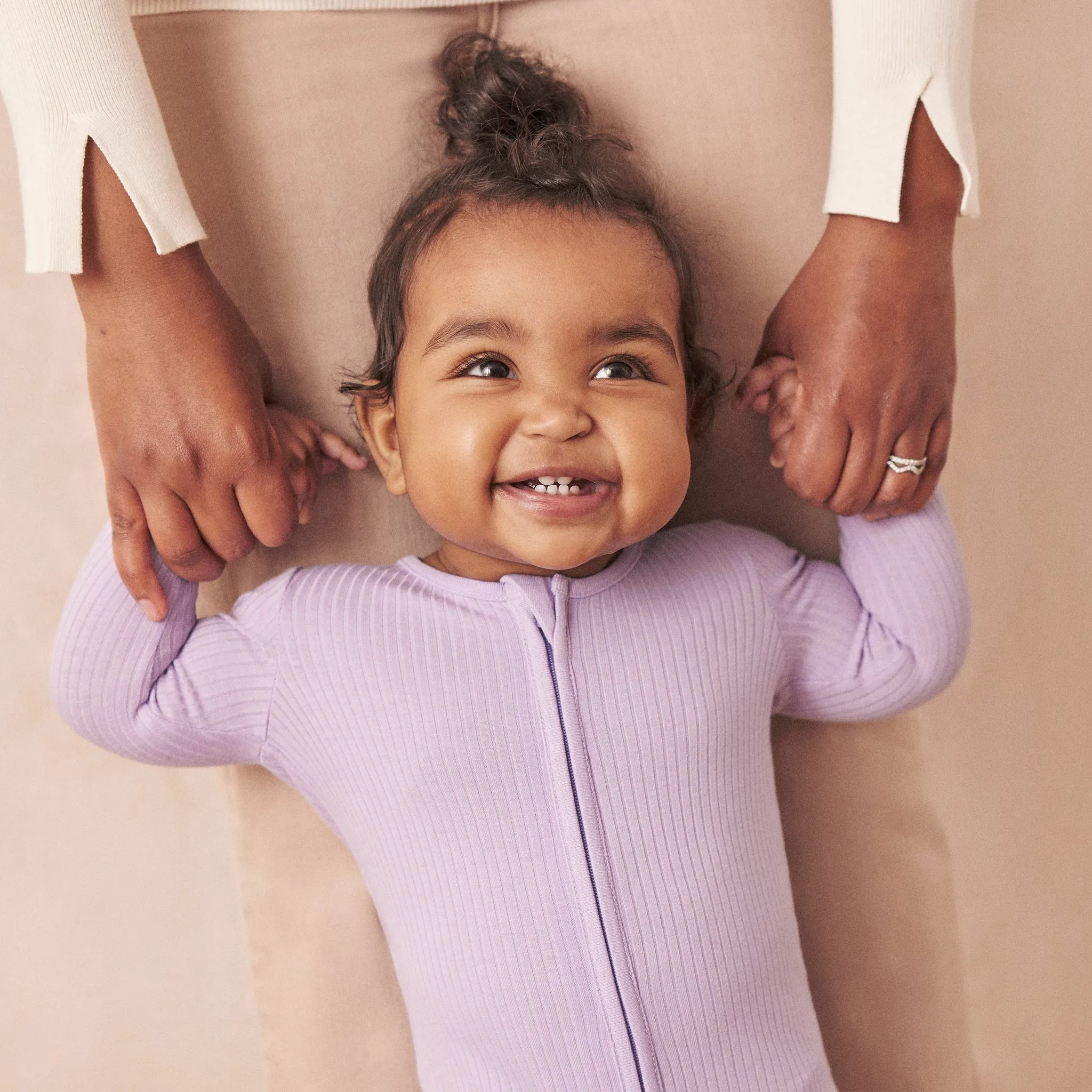 Lilac Ribbed Clever Zip Footed Baby Pajamas