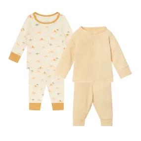 Lion & Yellow Ribbed Pajama Set 2 Pack