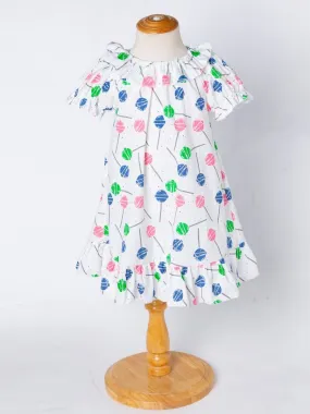 Lollipop Print Ruffle Dress with Headband