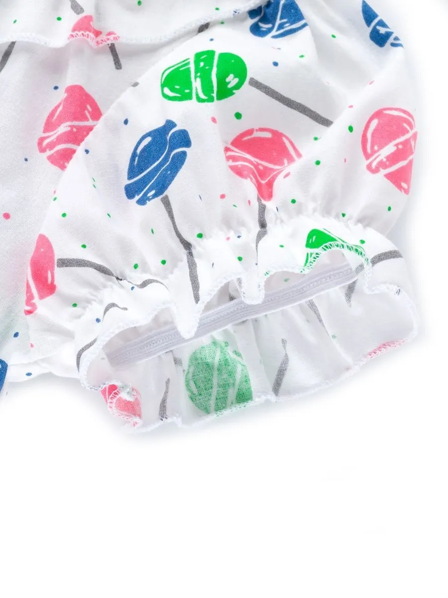 Lollipop Print Ruffle Dress with Headband