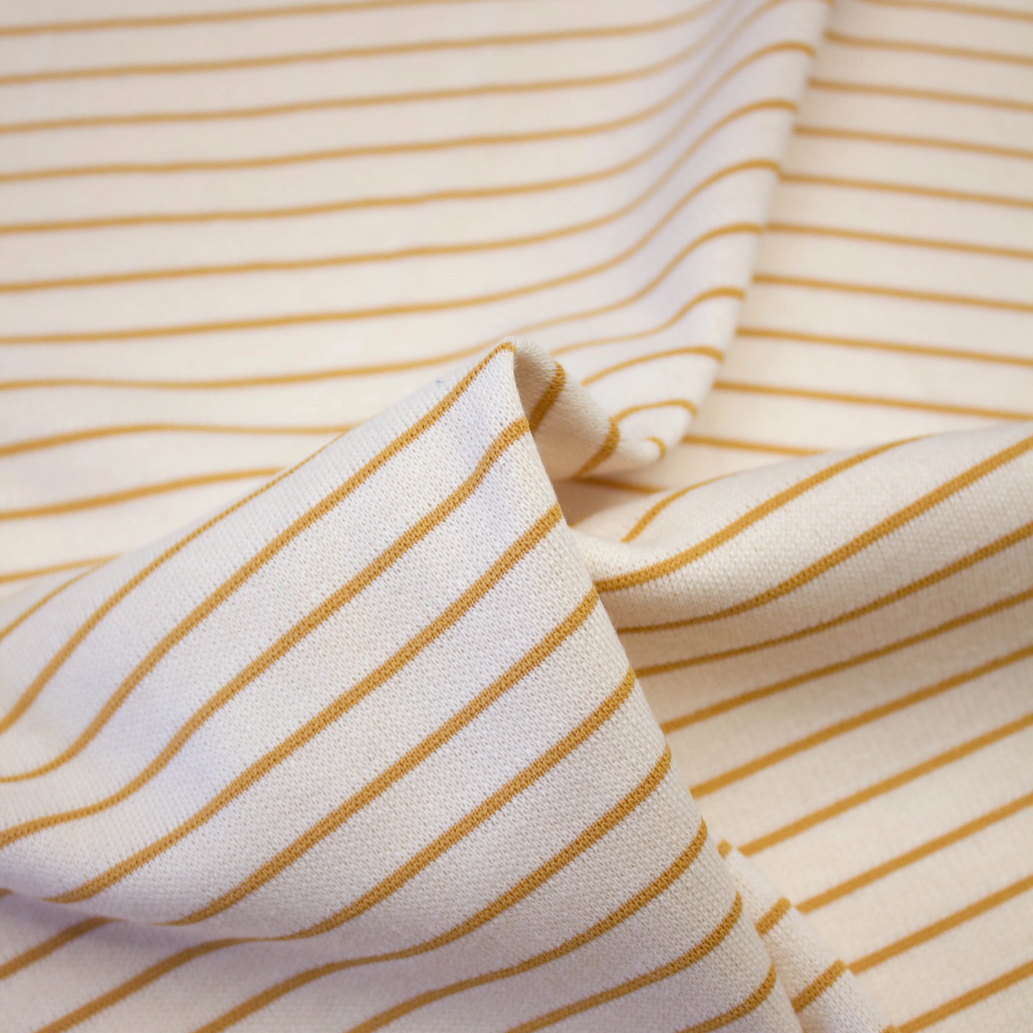 Loris Creme & Ochre Striped Cotton Jersey SHOWROOM SAMPLE 34CM X 60CM