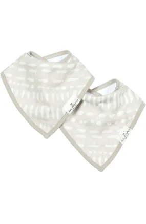 Luxe Muslin Bandana Bib Set - Grey Mudcloth