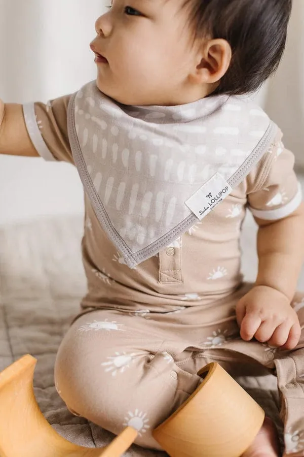 Luxe Muslin Bandana Bib Set - Grey Mudcloth