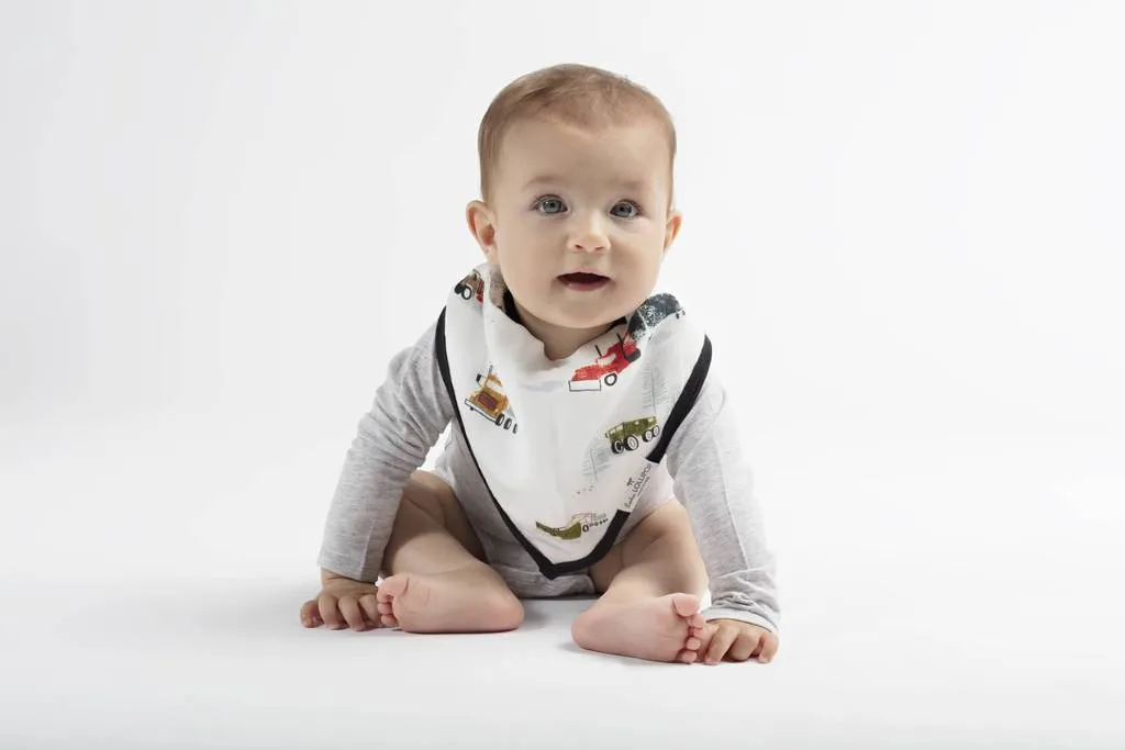 Luxe Muslin Bandana Bib Set - Happy Trucks