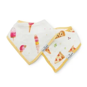 Luxe Muslin Bandana Bib Set - Ice Cream / Pizza