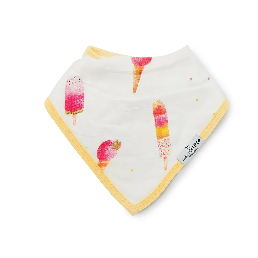 Luxe Muslin Bandana Bib Set - Ice Cream / Pizza