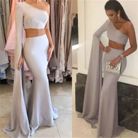 Mermaid One Shoulder Two-Pieces Prom Dresses 2021