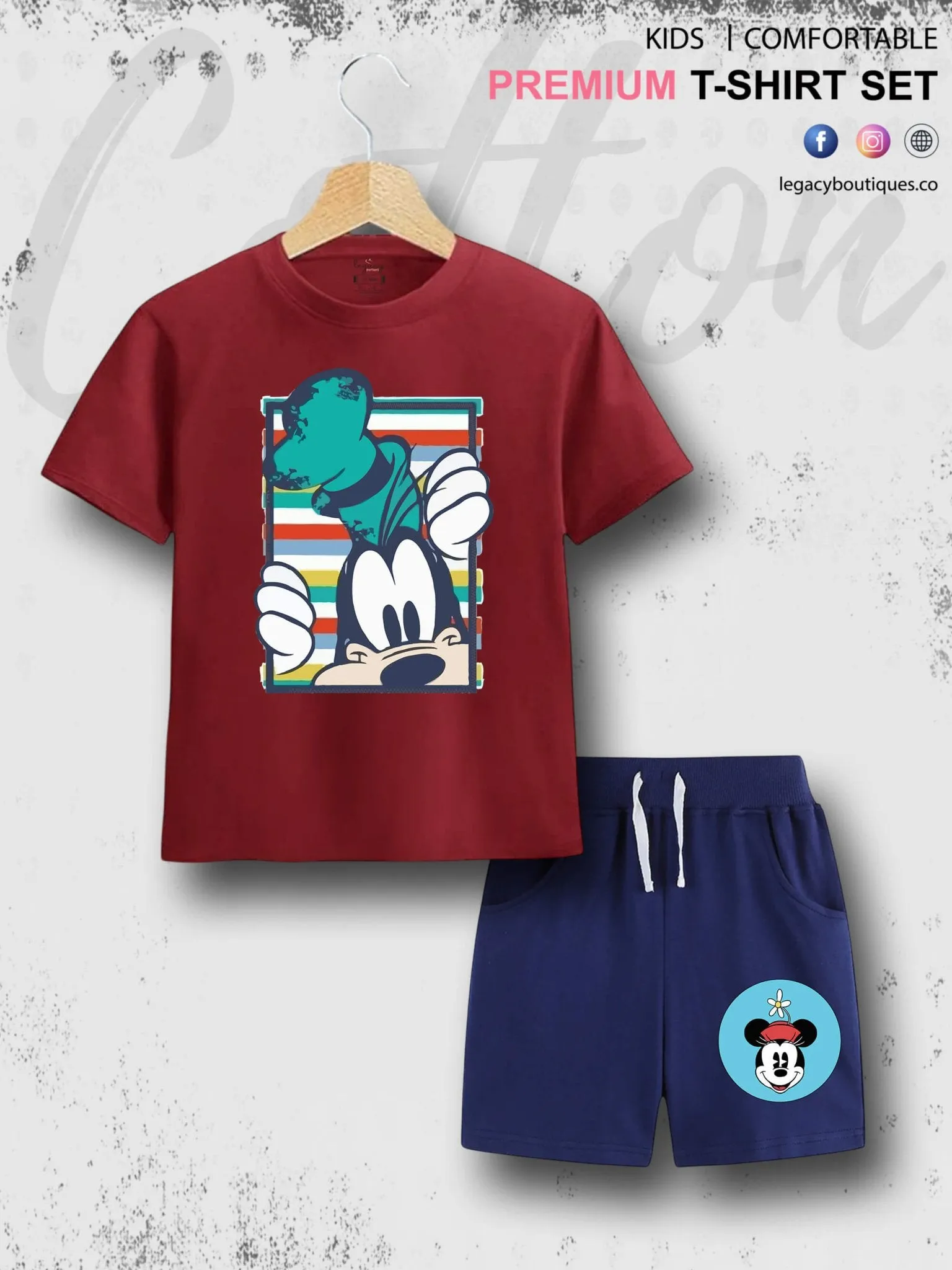 Mickeys Goofy Print 6 Month To 6 Year Good Quality T-shirt Set