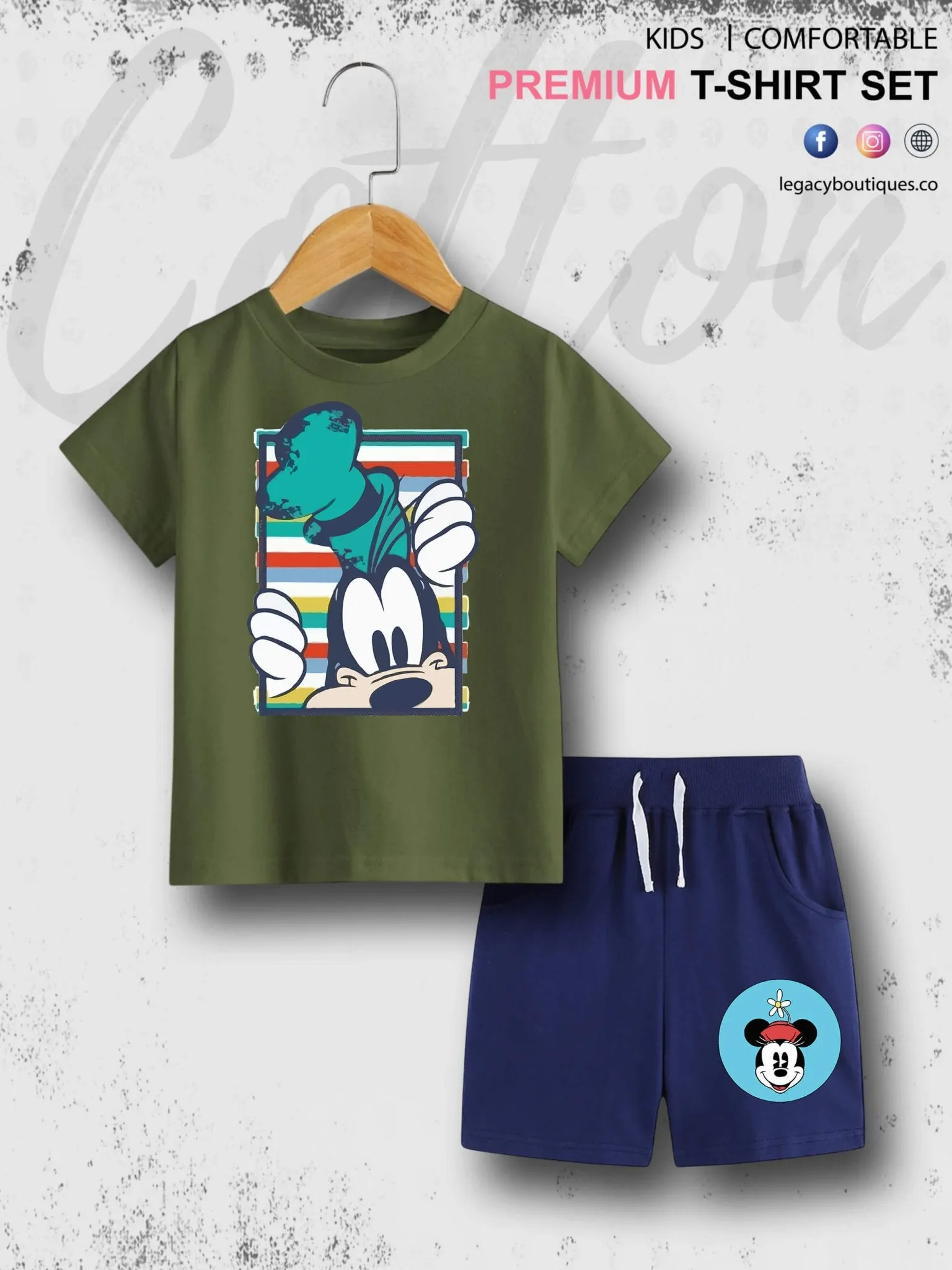 Mickeys Goofy Print 6 Month To 6 Year Good Quality T-shirt Set