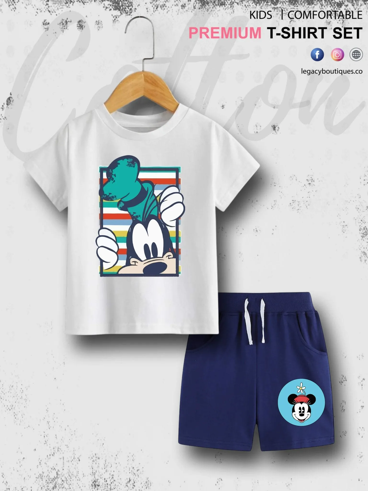 Mickeys Goofy Print 6 Month To 6 Year Good Quality T-shirt Set