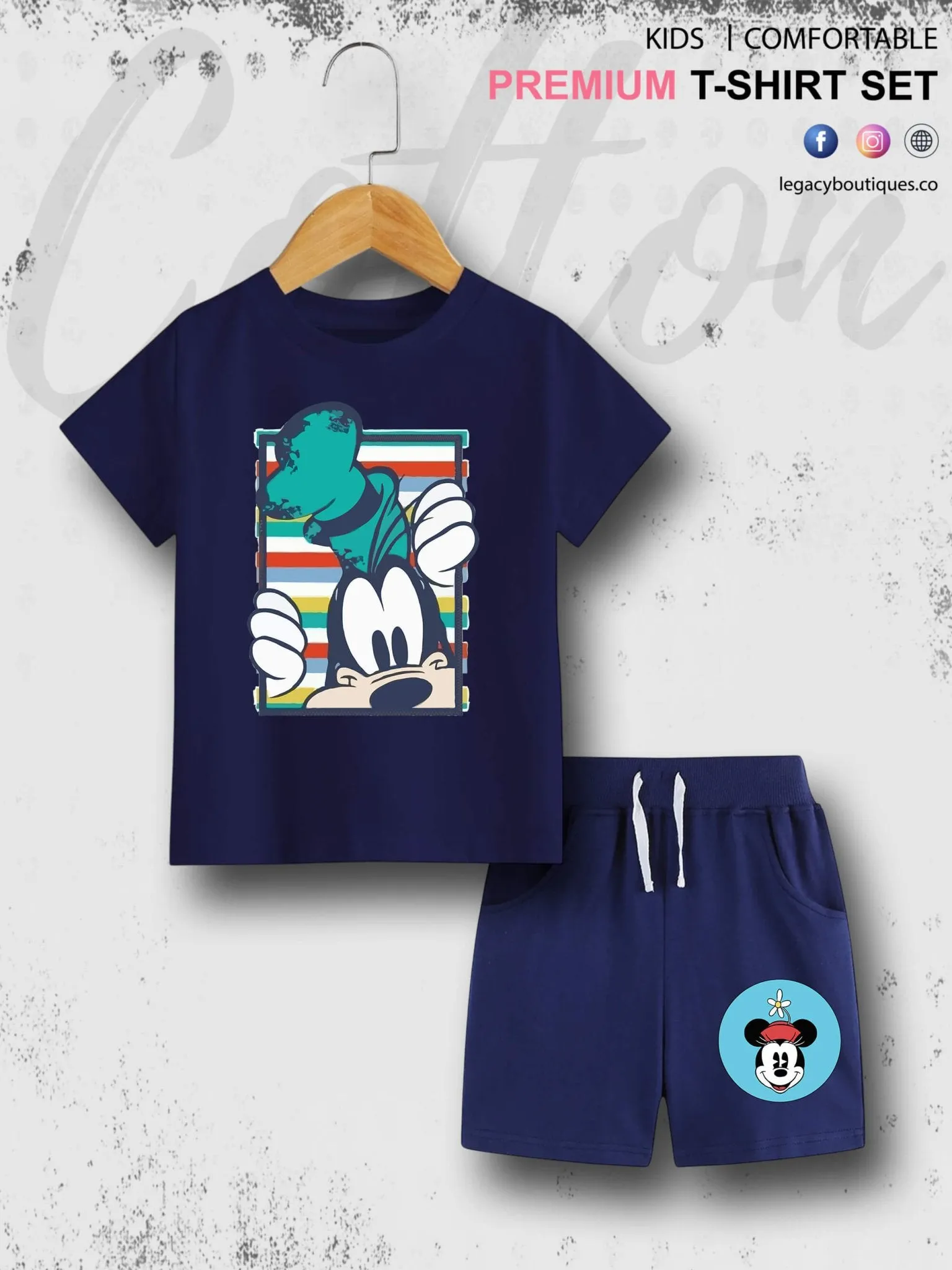 Mickeys Goofy Print 6 Month To 6 Year Good Quality T-shirt Set