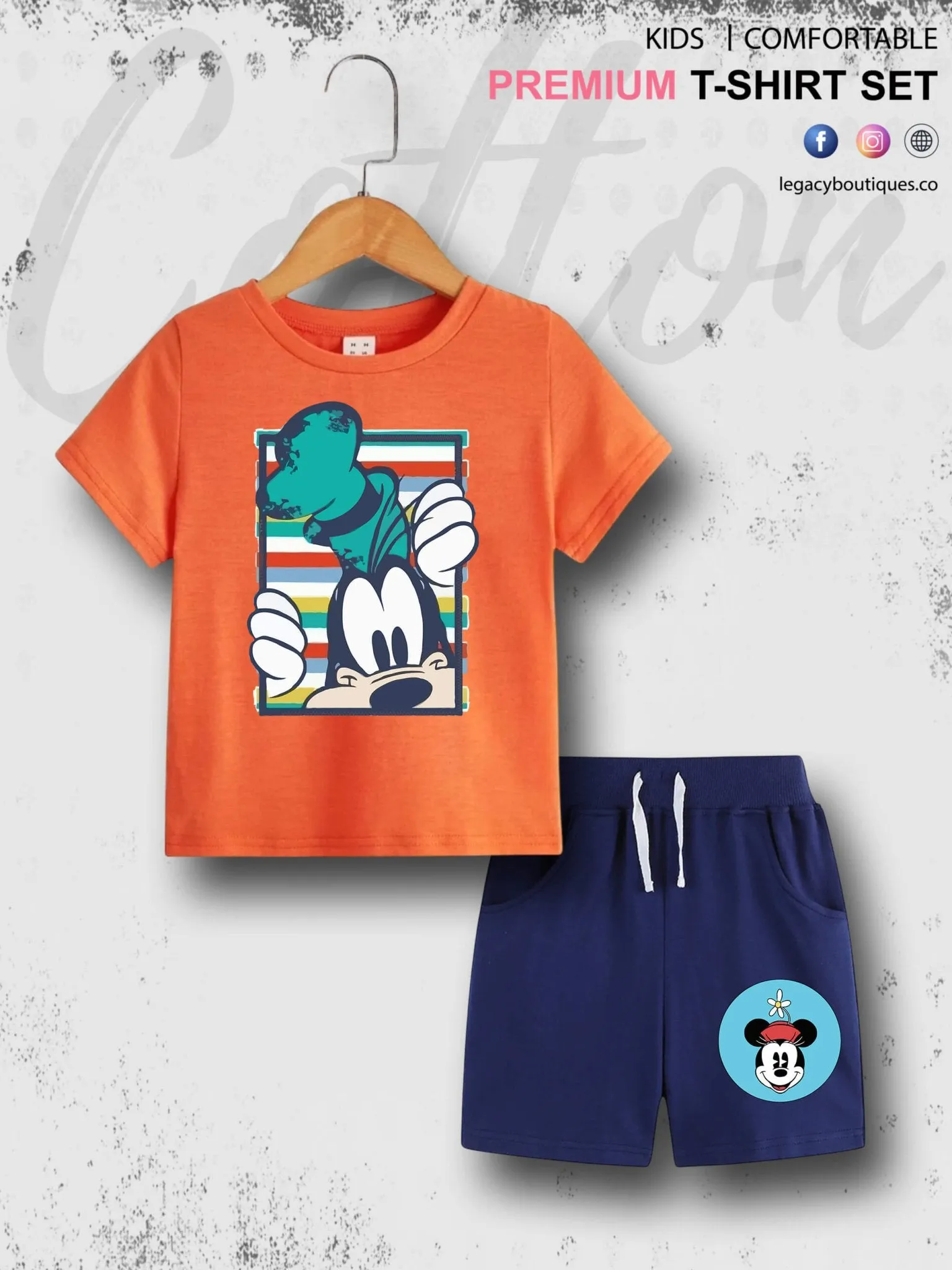 Mickeys Goofy Print 6 Month To 6 Year Good Quality T-shirt Set