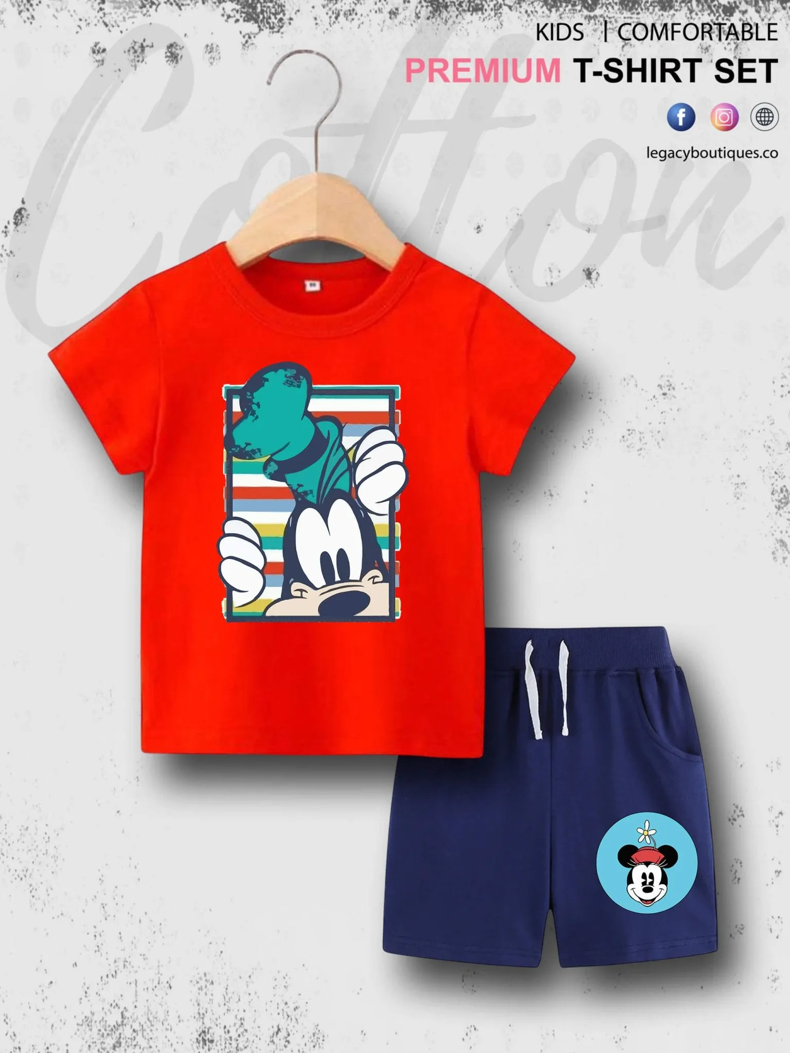 Mickeys Goofy Print 6 Month To 6 Year Good Quality T-shirt Set