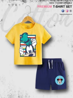 Mickeys Goofy Print 6 Month To 6 Year Good Quality T-shirt Set