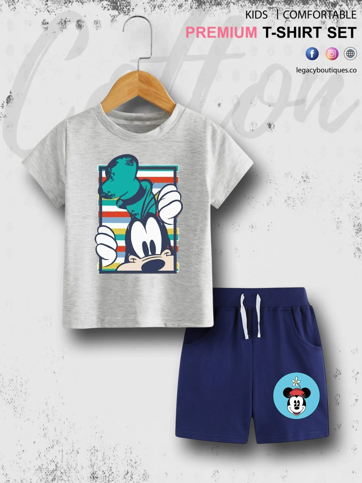 Mickeys Goofy Print 6 Month To 6 Year Good Quality T-shirt Set