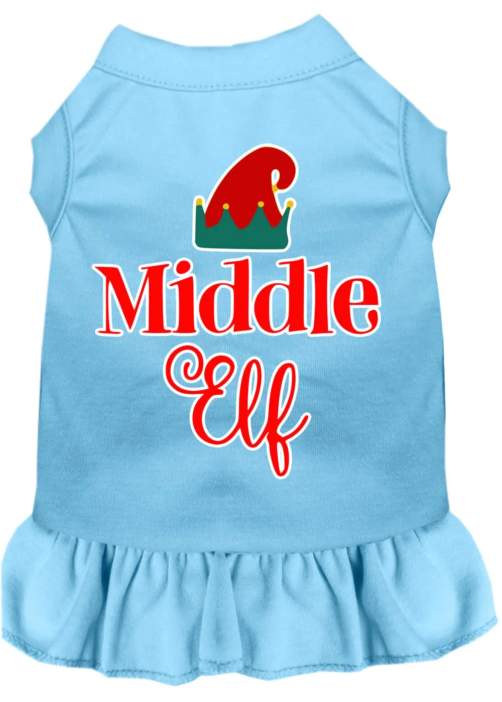 Middle Elf Screen Print Dog Dress Baby Blue Sm