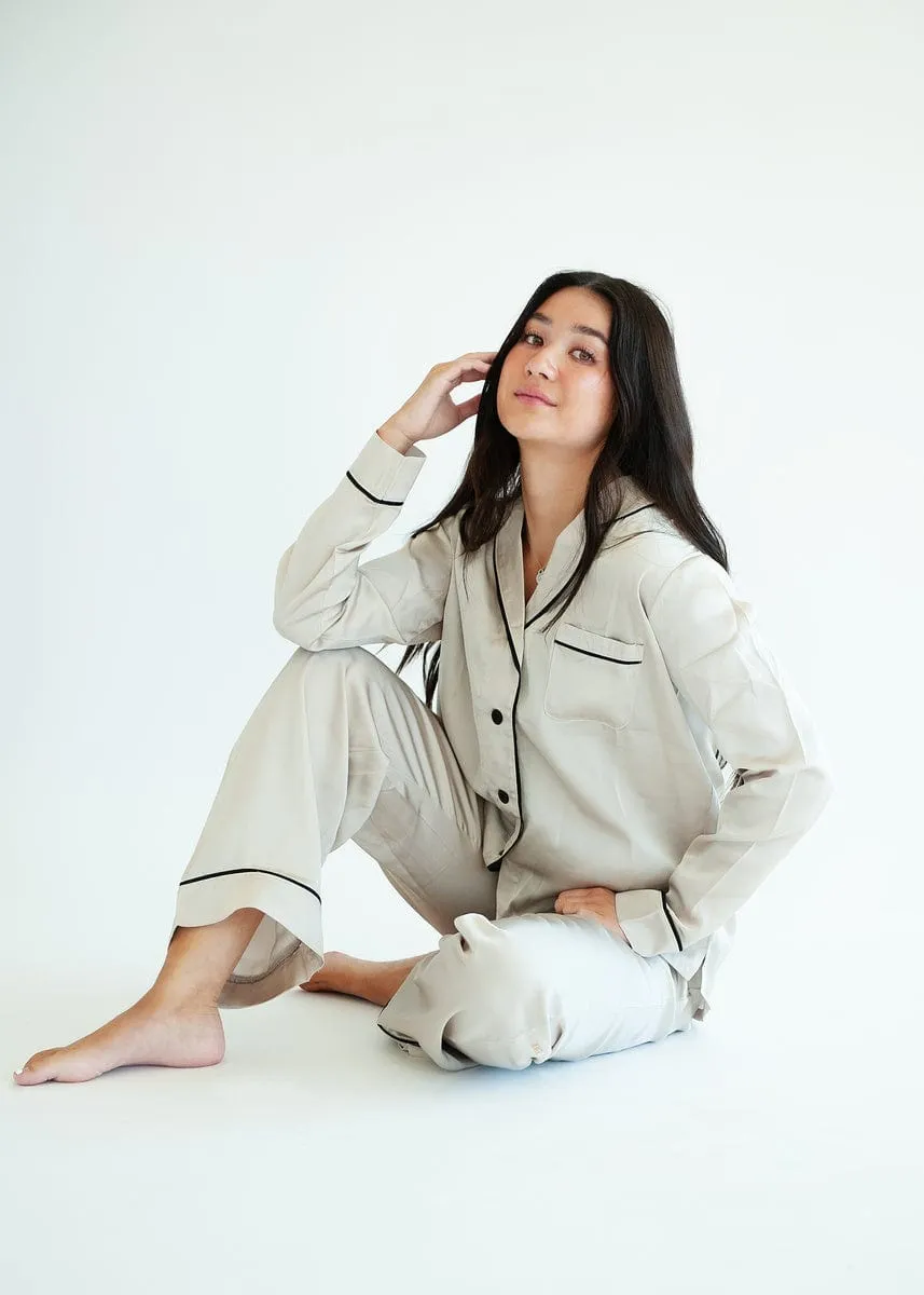 Middle of the Night Pajamas Satin - Ancient Scroll