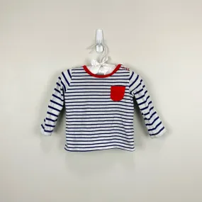 Mini Boden Long Sleeve Striped Pocket Tee 3-6 Months