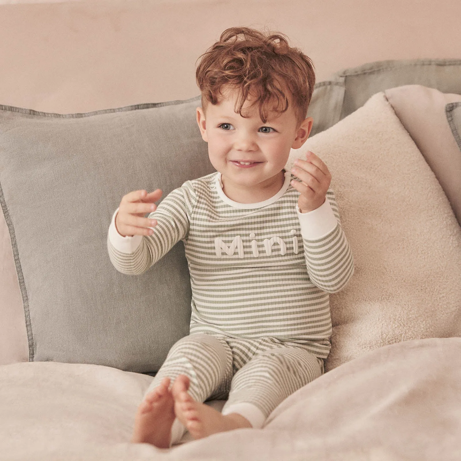Mini Striped Ribbed Pajama Set