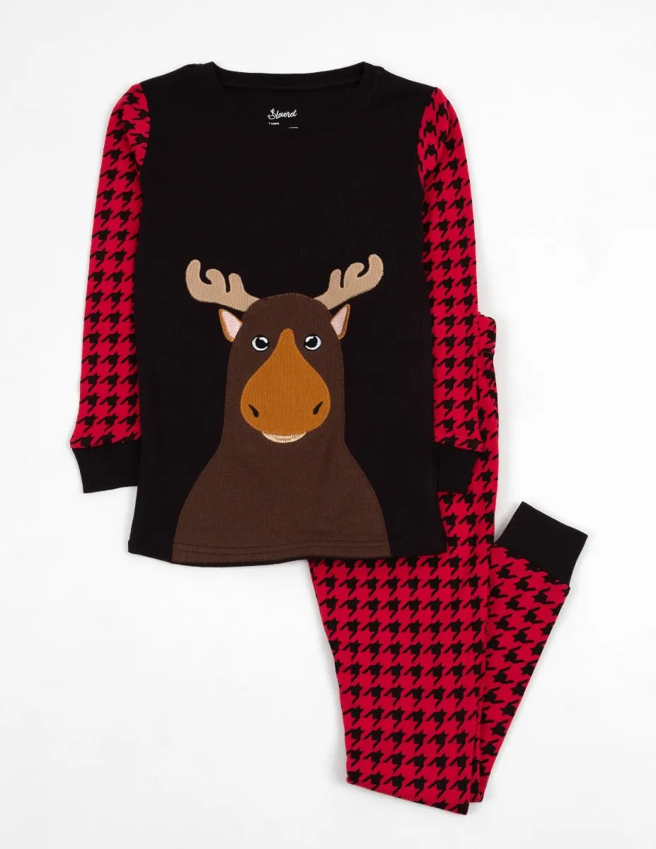 Moose Houndstooth Pajamas
