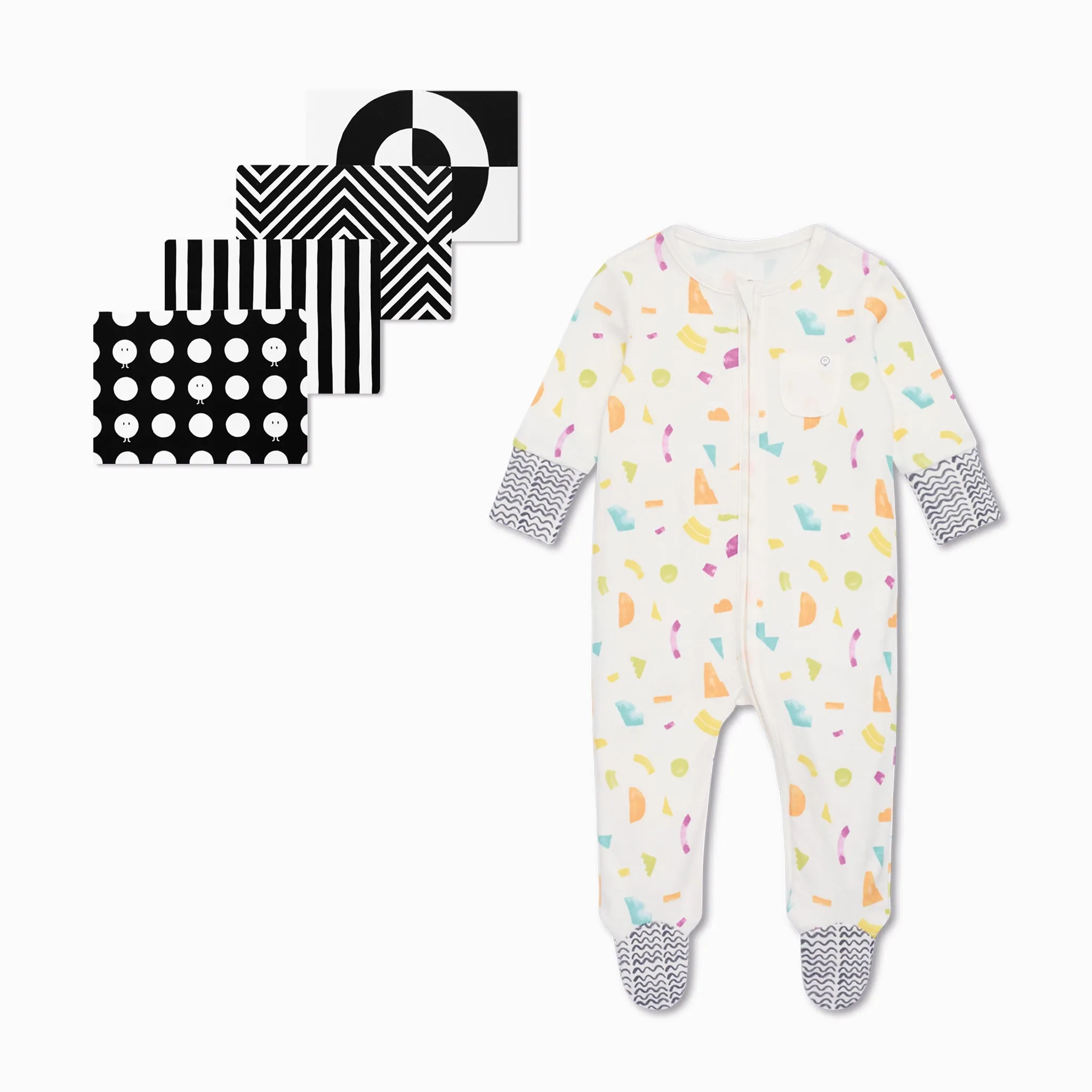 MORI x Lovevery Shapes Clever Zip Baby Pajamas