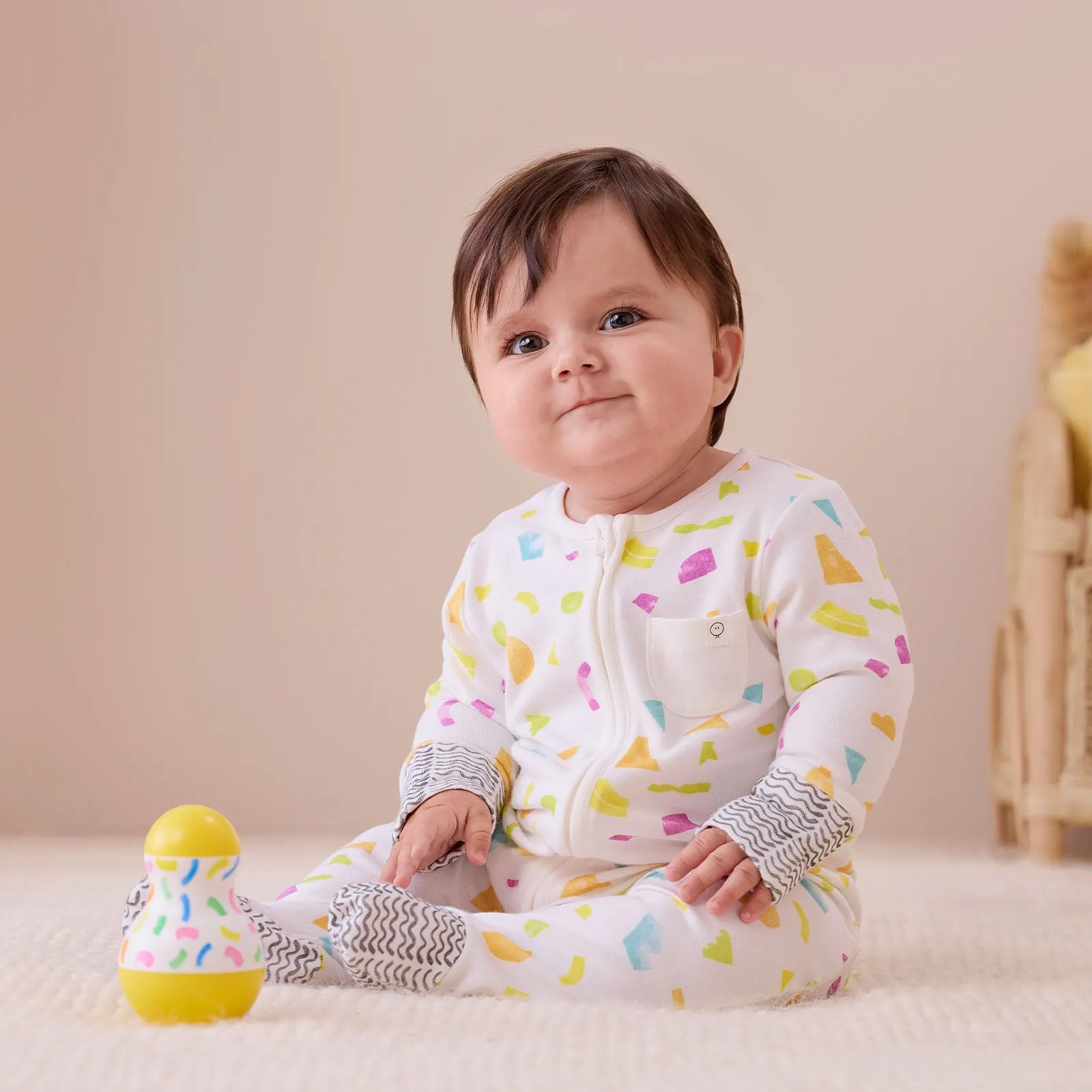 MORI x Lovevery Shapes Clever Zip Baby Pajamas