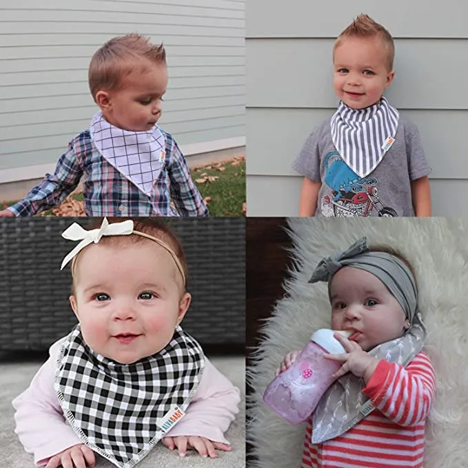 New ALVABABY Bandana Drool Bibs 8 Pack Of Drooling Teething Feeding Super Absorbent 100% Cotton Reusable Washable