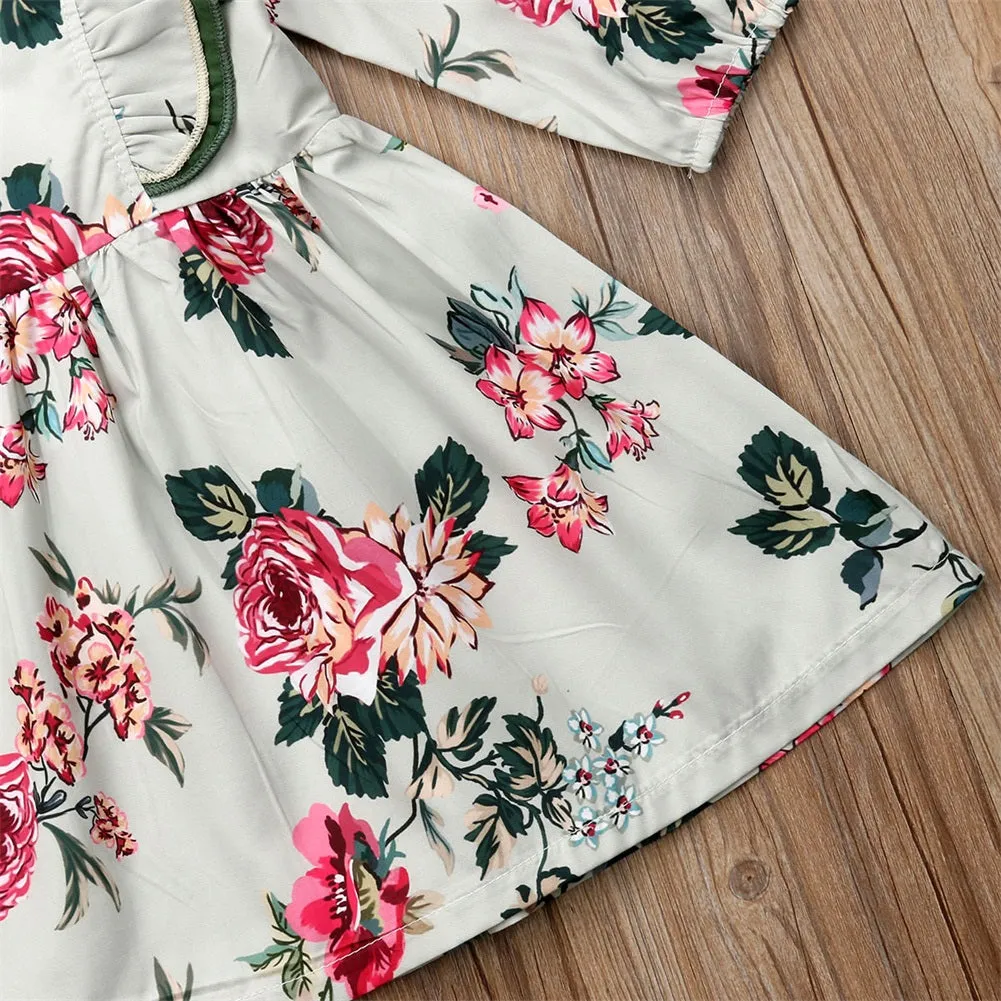 Newborn Infant Baby Girl Floral Long Sleeve Party Dress
