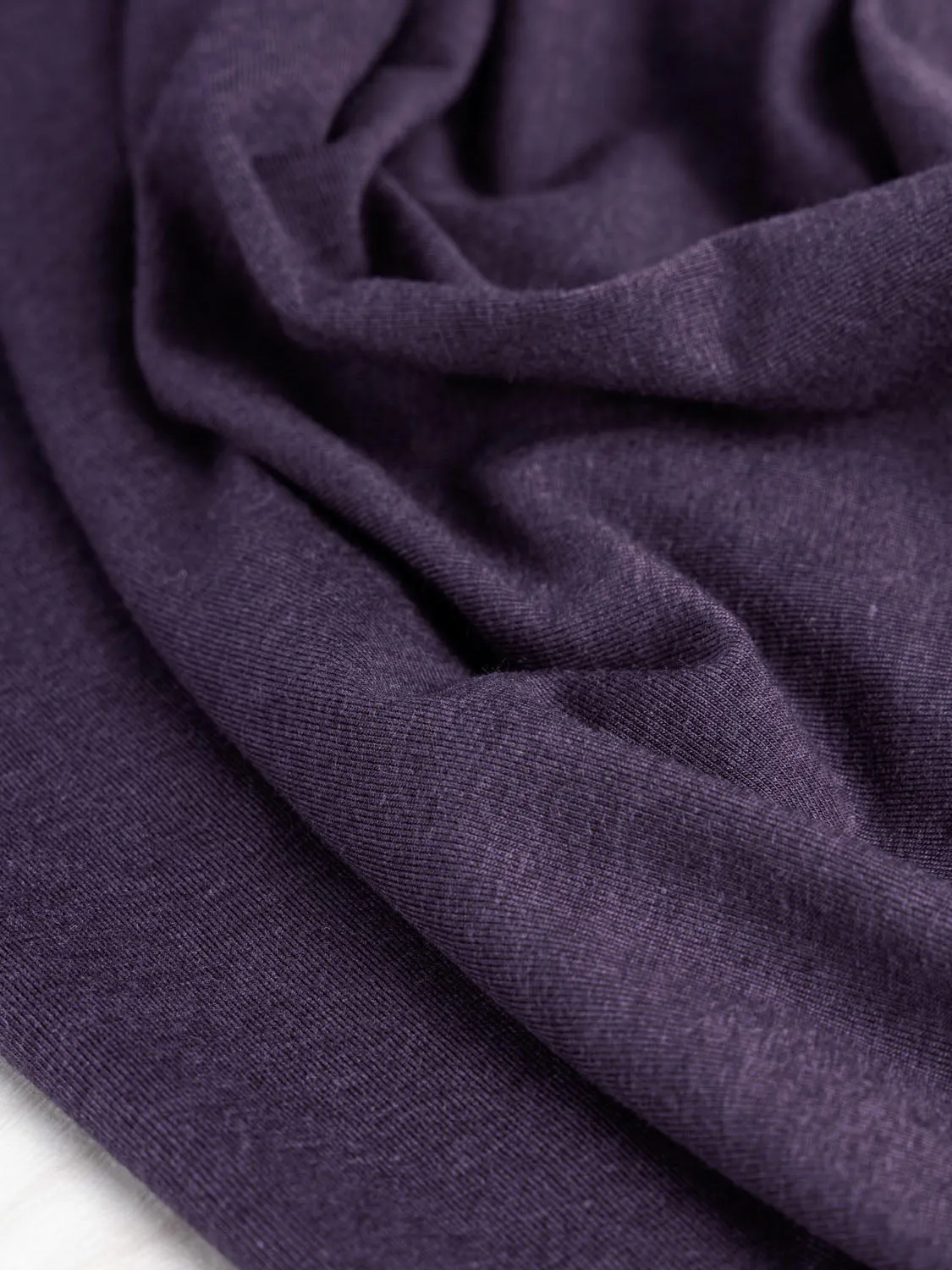 Organic Cotton   Tencel Stretch Knit Jersey - Aubergine - Swatch