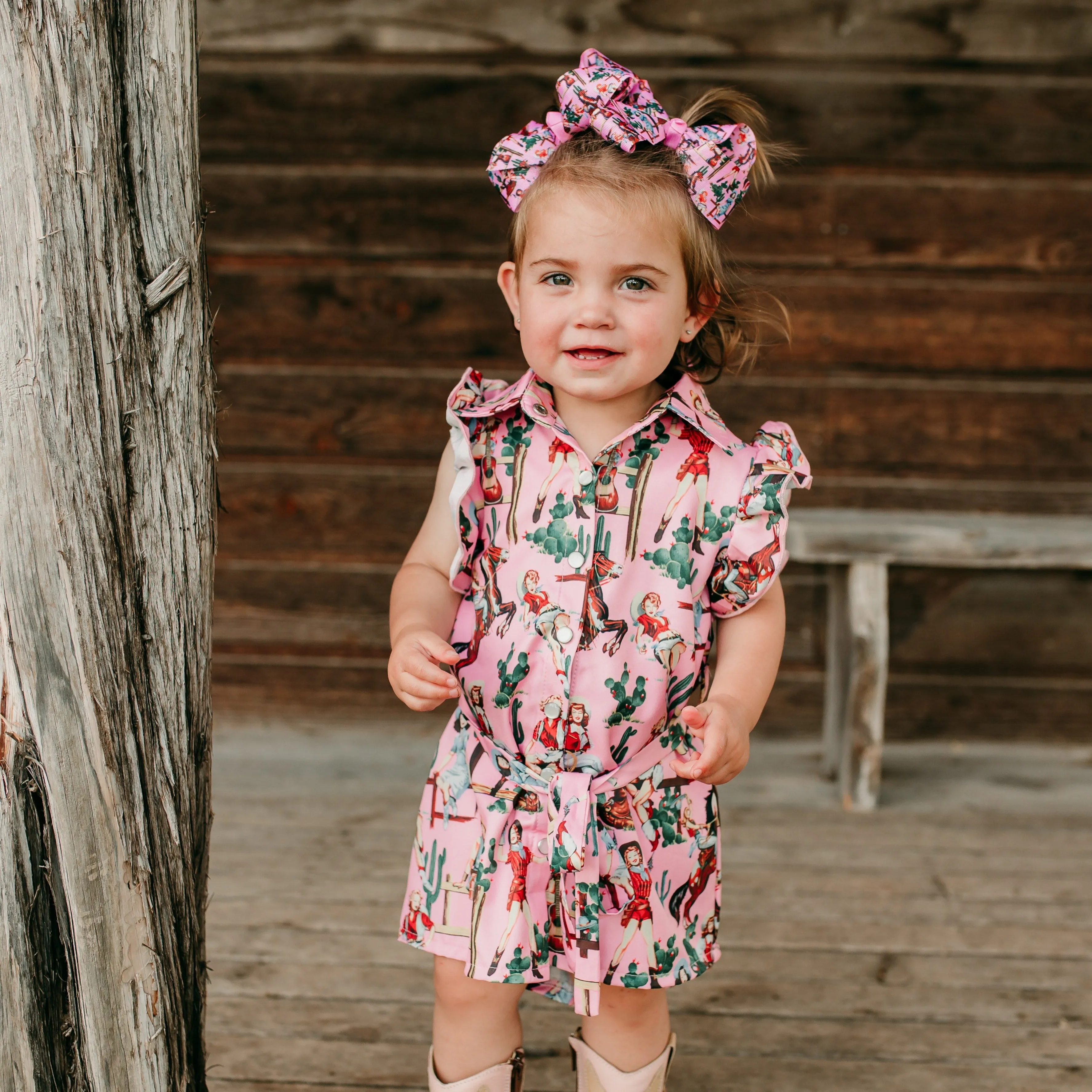 Pin Up SS Pearl Snap Dress Toddler (2T-5T)