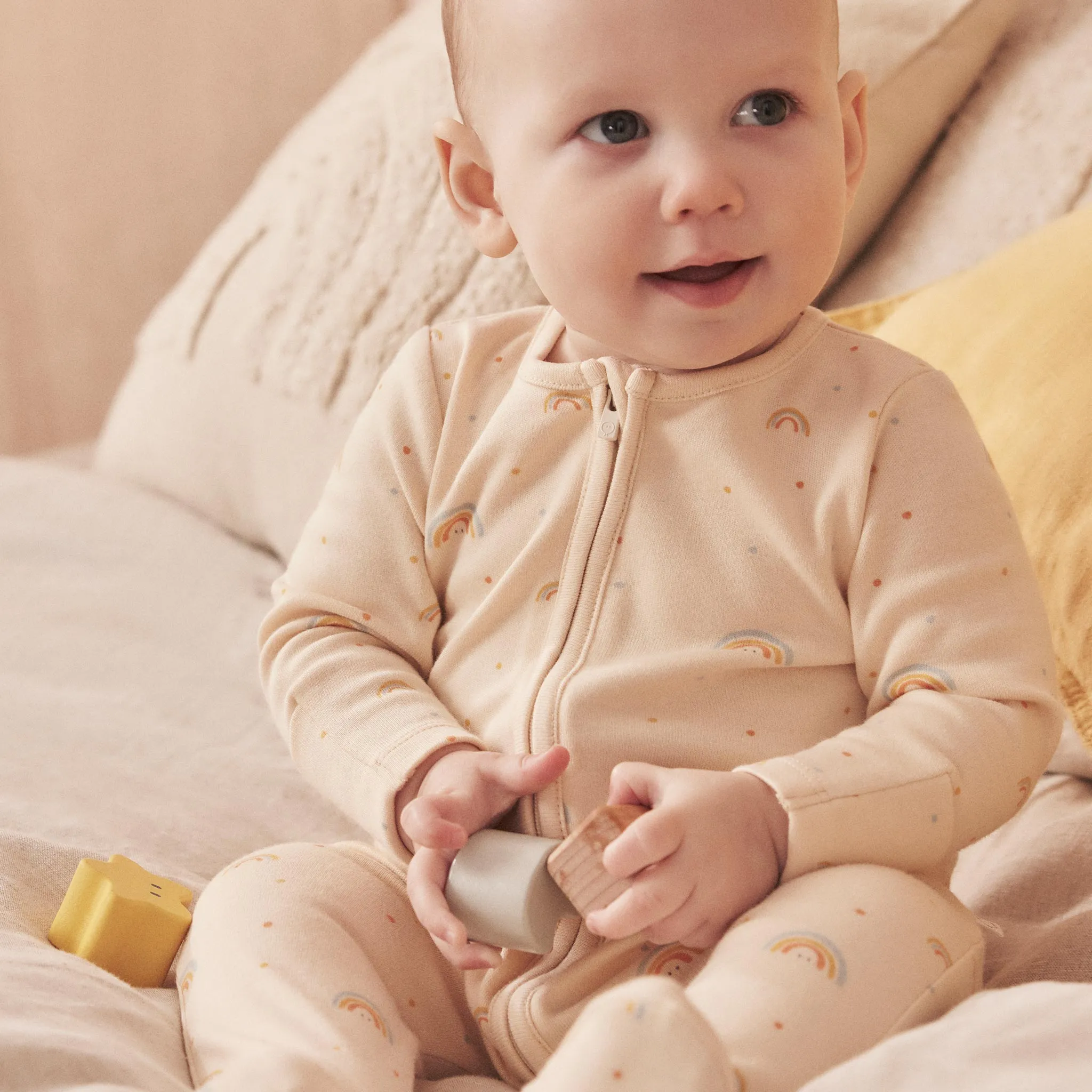Rainbow Print Clever Zip Baby Pajamas
