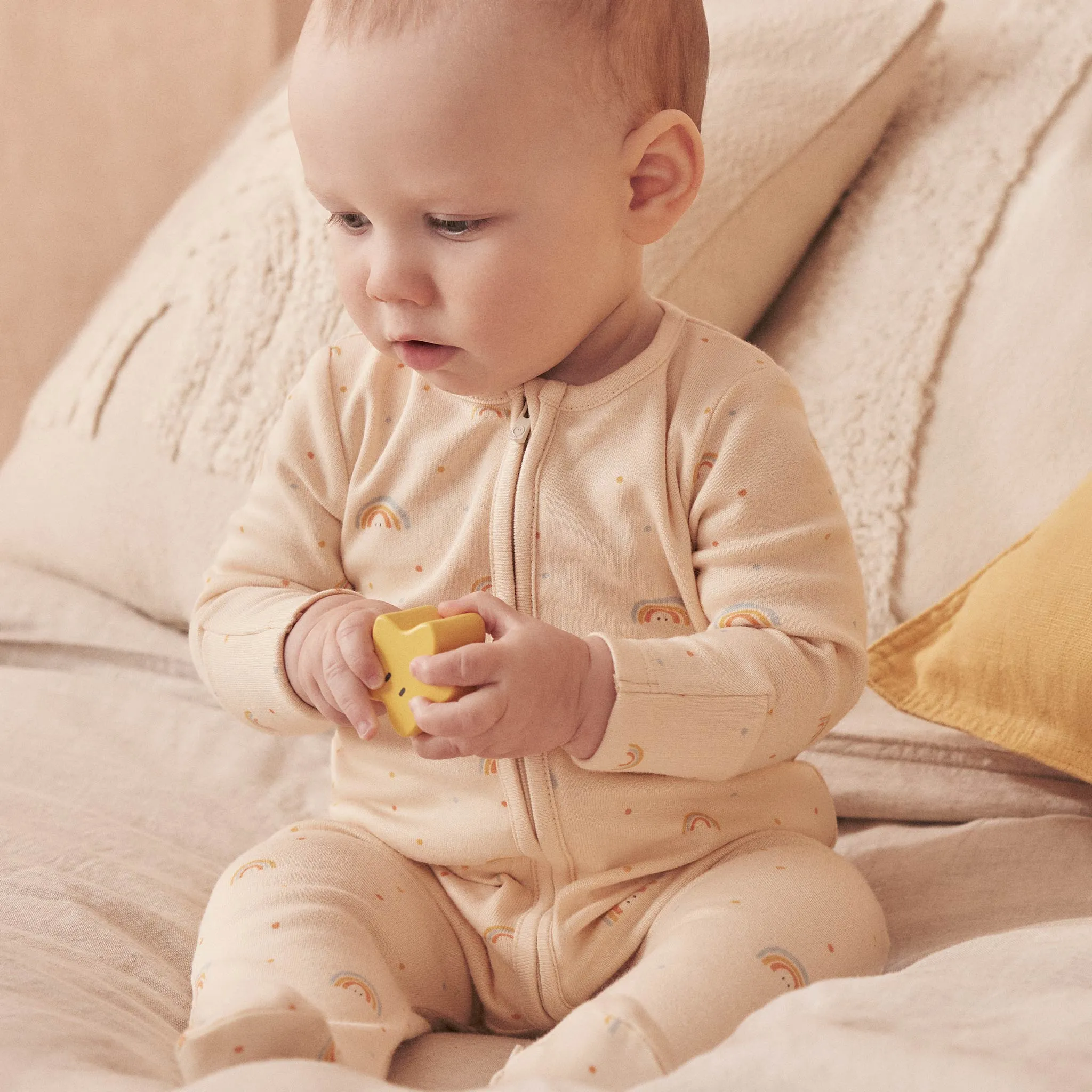 Rainbow Print Clever Zip Baby Pajamas