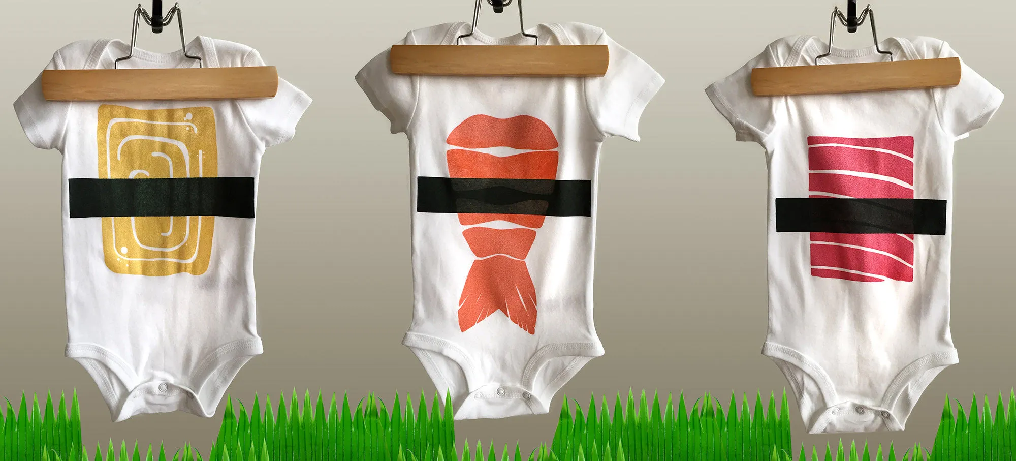 Salmon Sushi Baby Snapsuit, Nigiri Print Creeper