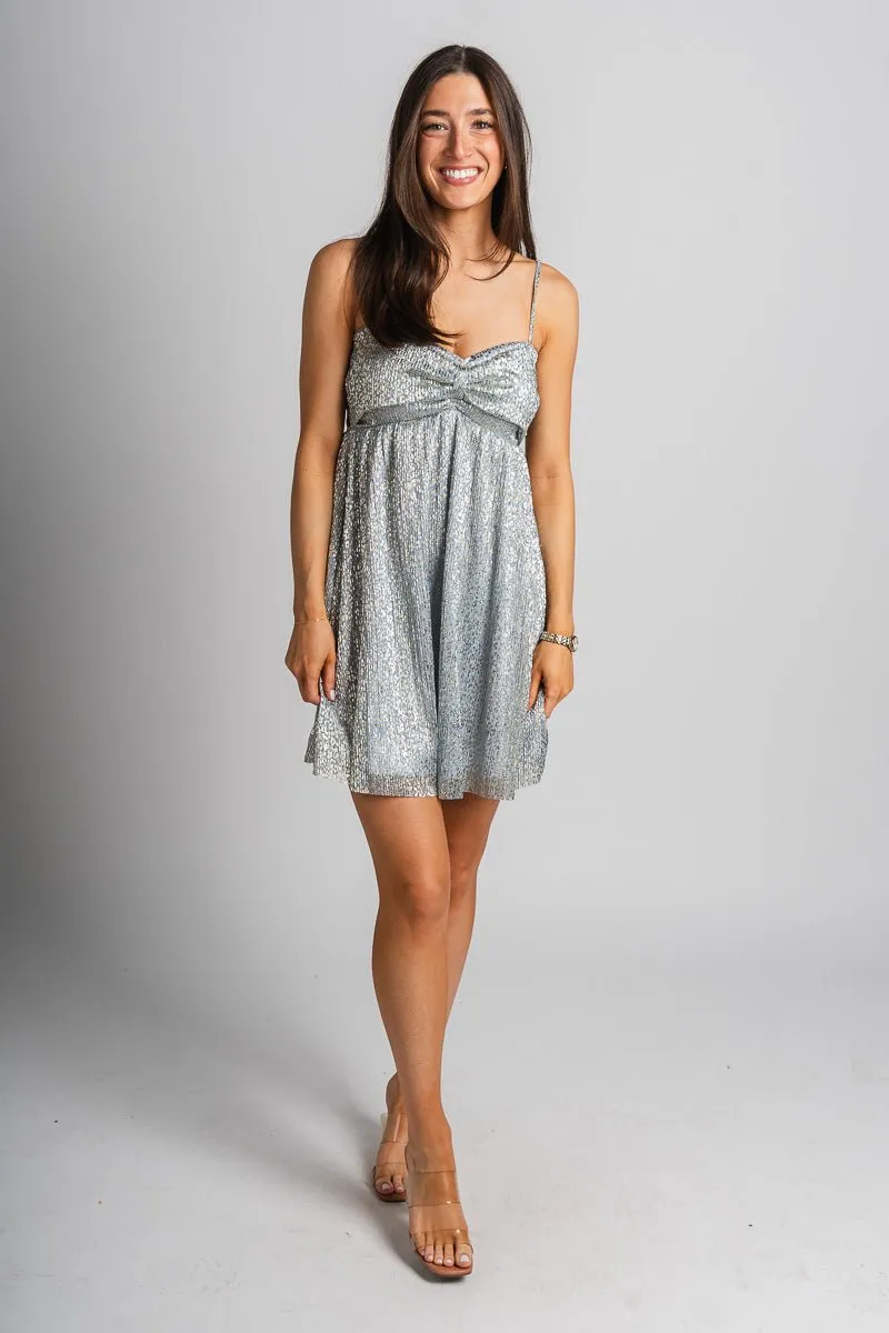 Shimmer babydoll dress sky