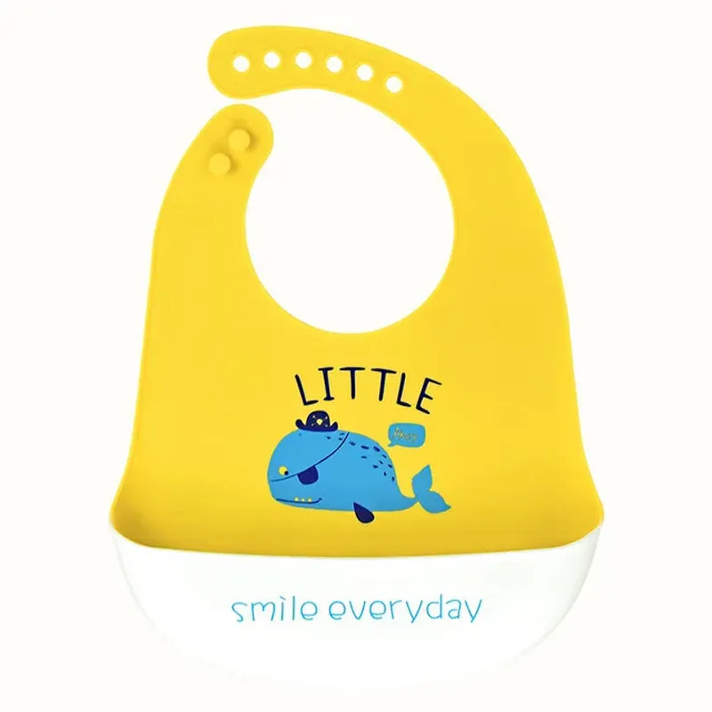 Silicone Babi Bib Waterproof Saliva Dripping Banana Bibs Cartoon Newborn Feeding Soft Edible Aprons Baby Adjustable Burp Scarf