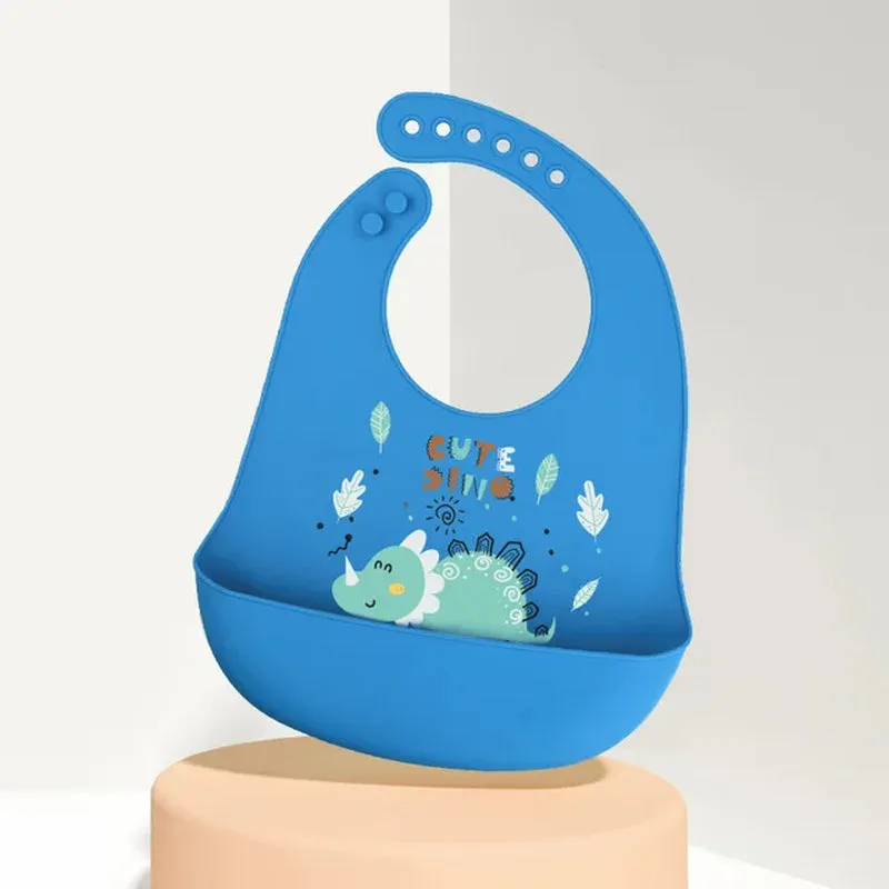 Silicone Babi Bib Waterproof Saliva Dripping Banana Bibs Cartoon Newborn Feeding Soft Edible Aprons Baby Adjustable Burp Scarf