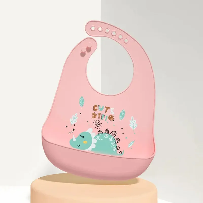 Silicone Babi Bib Waterproof Saliva Dripping Banana Bibs Cartoon Newborn Feeding Soft Edible Aprons Baby Adjustable Burp Scarf